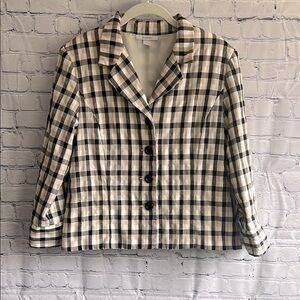 Dressbarn Black and Tan Plaid Women's Button up Jacket‎ Size Large